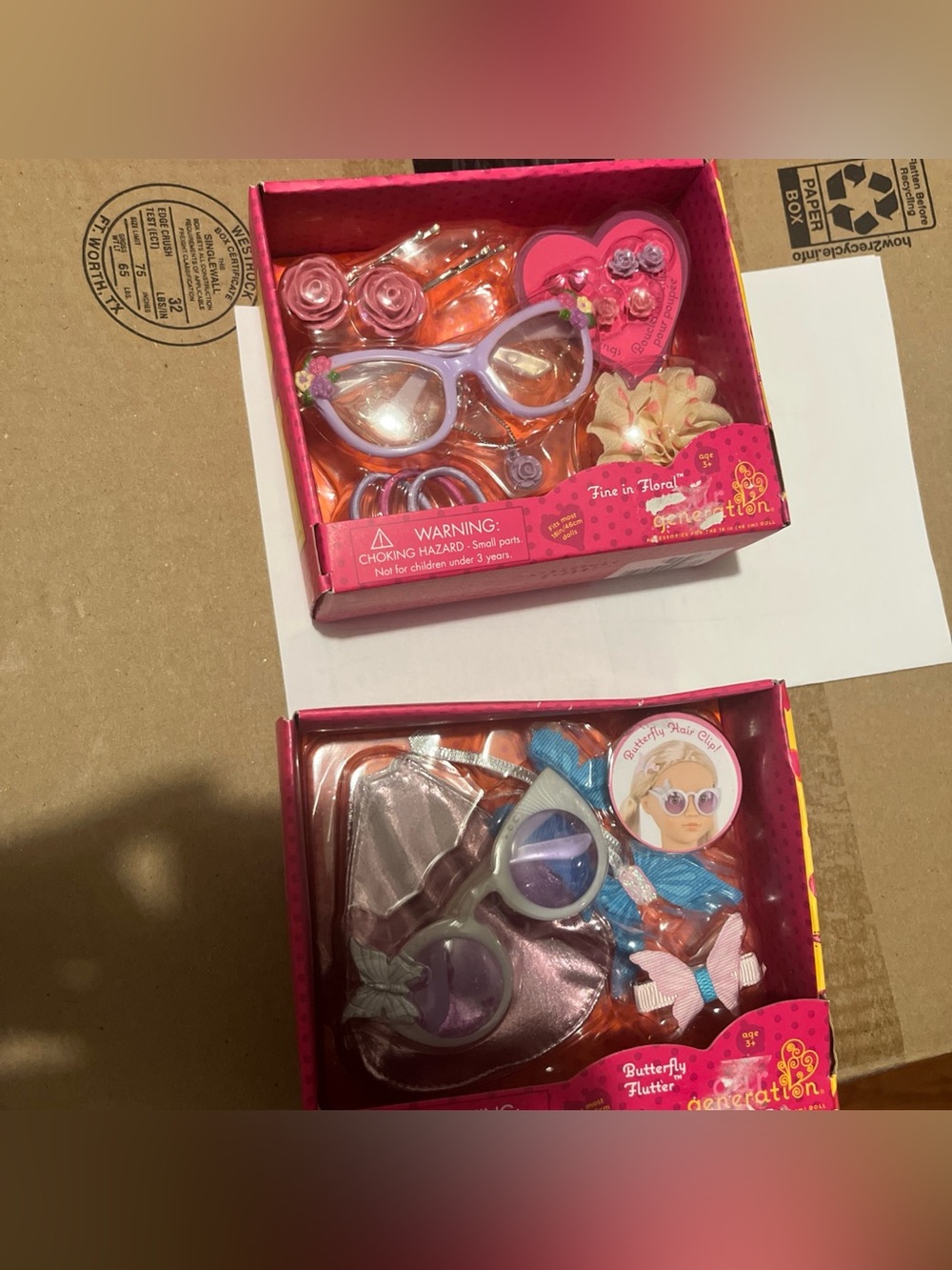 Our Generation Fine in Floral & Butterfly Flutter sets for 18 in Dolls. New